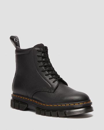 Dr Martens Rikard Lunar Leren Platform Laarzen Heren Zwart | NL 248NWY